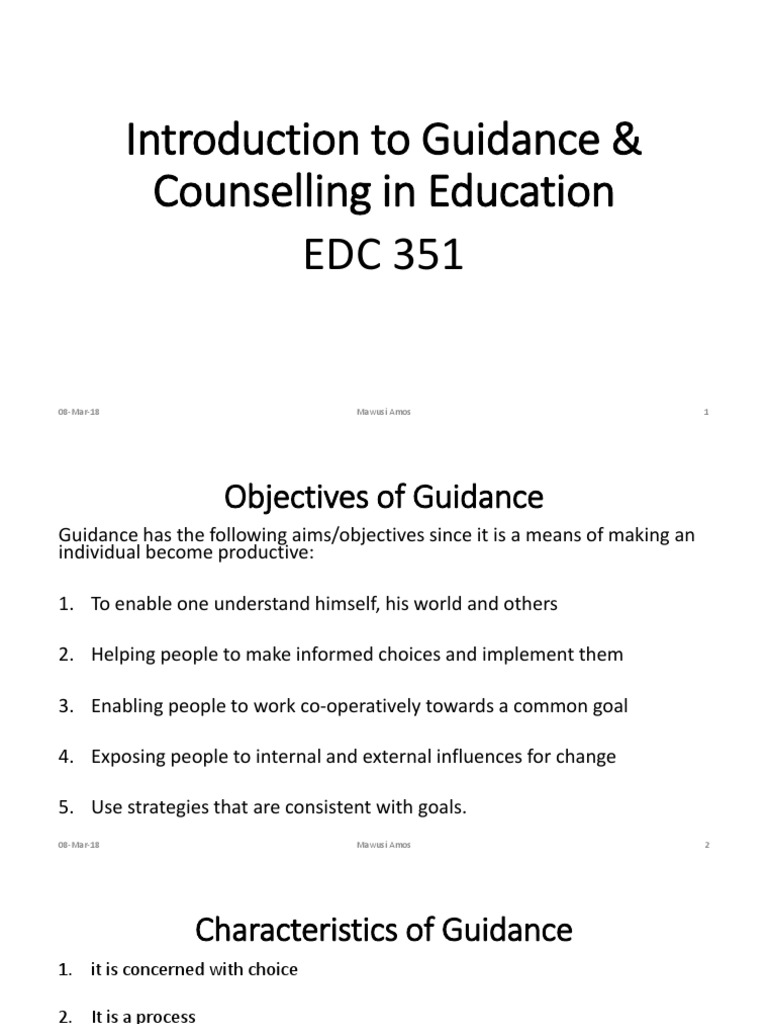 Objectives Of Guidance And Counselling | Pdf | Psychotherapy | Behavioural  Sciences