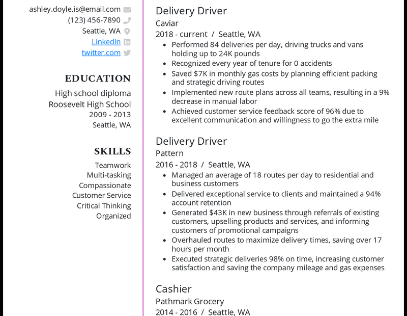 7 Delivery Driver Resume Examples That Work In 2023