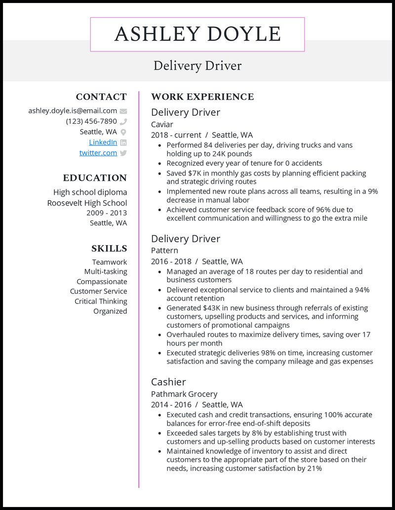 7 Delivery Driver Resume Examples That Work In 2023