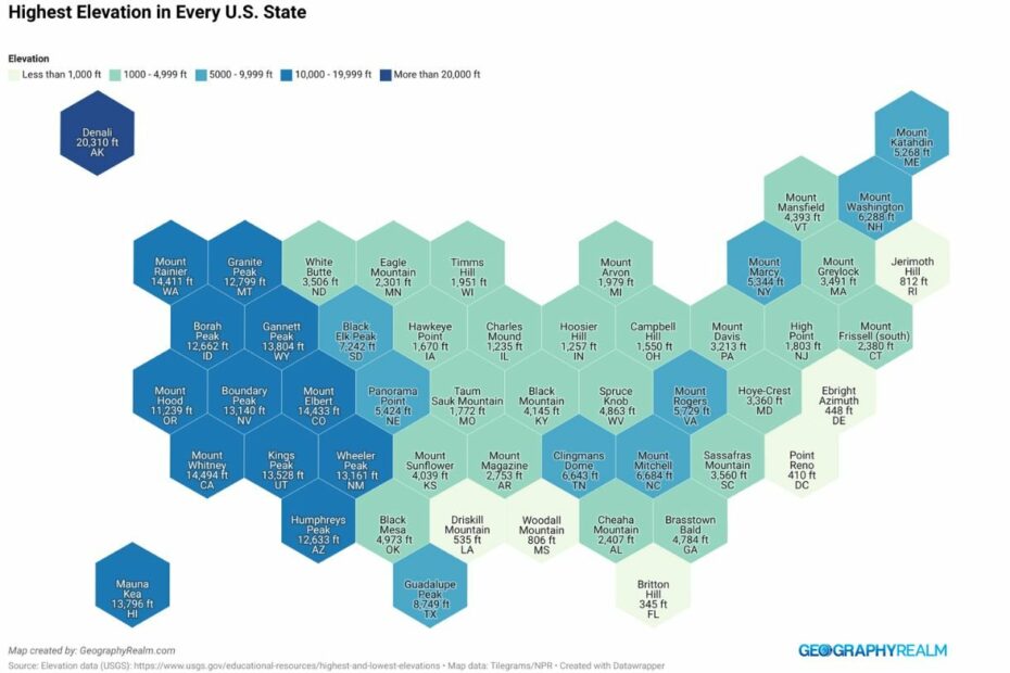 Highest Point In Every U.S. State - Geography Realm