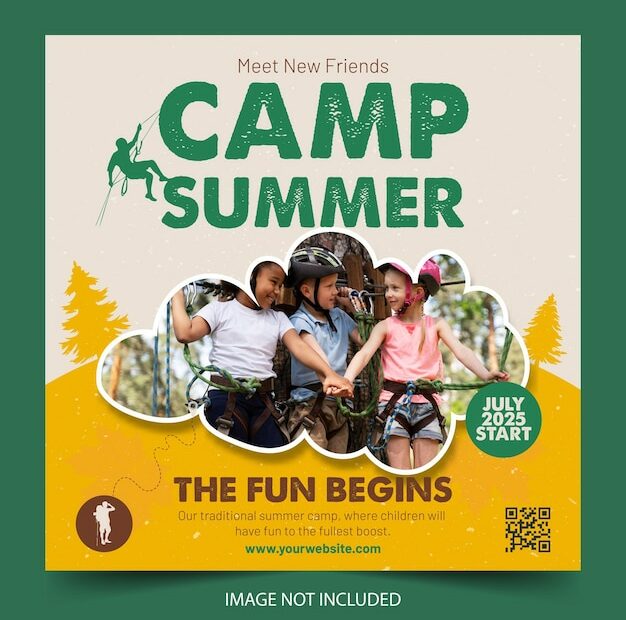 Premium Vector | Kids Summer Camp Template