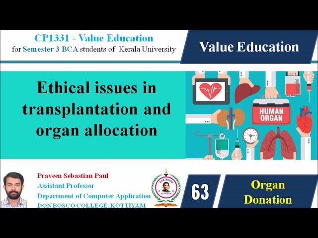 Value Education – Lecture 63 – Ethical Issues In Organ Donation - Bca Sem3  - Youtube
