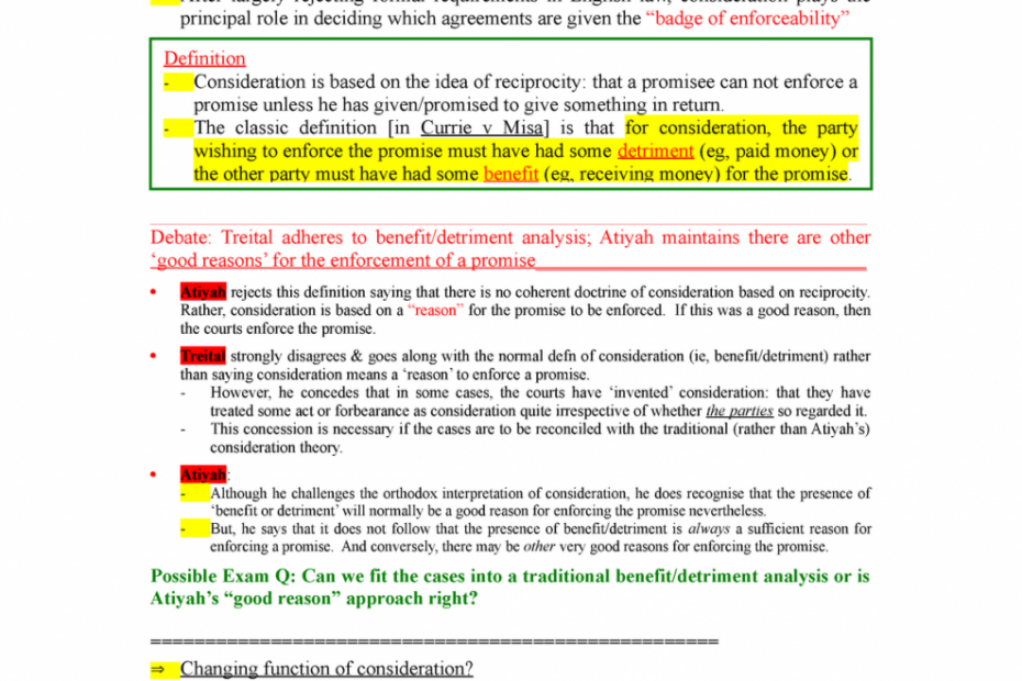 2. Consideration And Promissory Estoppel - ___1. C Onsideration _  After  Largely Rejecting Formal - Studocu