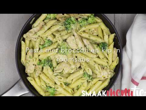 Pasta met broccoli en kip in roomsaus