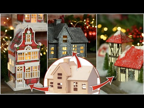 DIY Christmas villages from wooden puzzles!