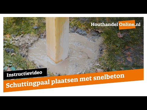 Schuttingpaal plaatsen met snelbeton — Houthandelonline #5