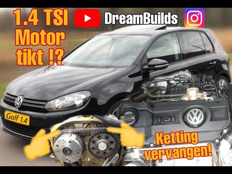 Volkswagen tikkende motor 1.4 tsi golf 6,  ketting en nokkenasregelaar vervangen, chaine #db19